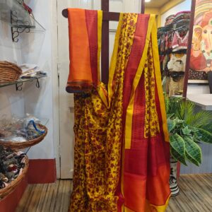 Hand Block printed High quality Pure Katan Silk Sarees with BP.