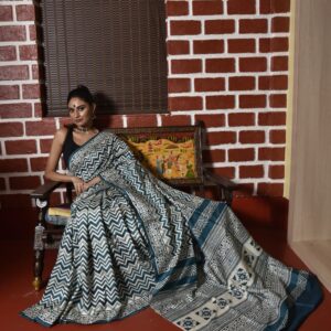Hand Block printed Pure Silk Sarees.