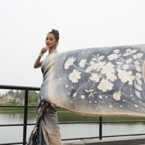 Hand-Painted Bengal Tussar Silk Saree – Artistic Elegance for Special Occasions