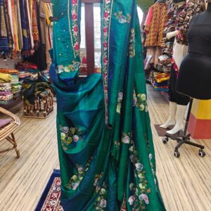 Luxury Edition: Bishnupur Katan Silk Saree with Hand Paint, Cut Dana & Embroidery
