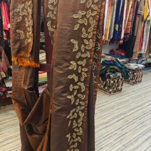 Handcrafted Bishnupur Katan Silk Saree with Intricate Cut Dana Work – Celebration Elegance
