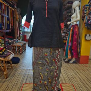 Very Sofisticated Hand Kantha embroidered Wrap around Skirt with asymmetrical unique design.