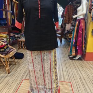 Very Sofisticated Hand Kantha embroidered Wrap around Skirt with asymmetrical unique design.