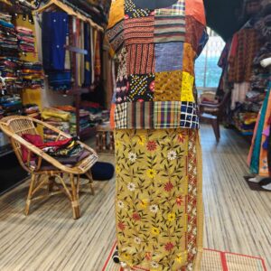 Very Sofisticated Hand Kantha embroidered Wrap around Skirt with asymmetrical unique design.