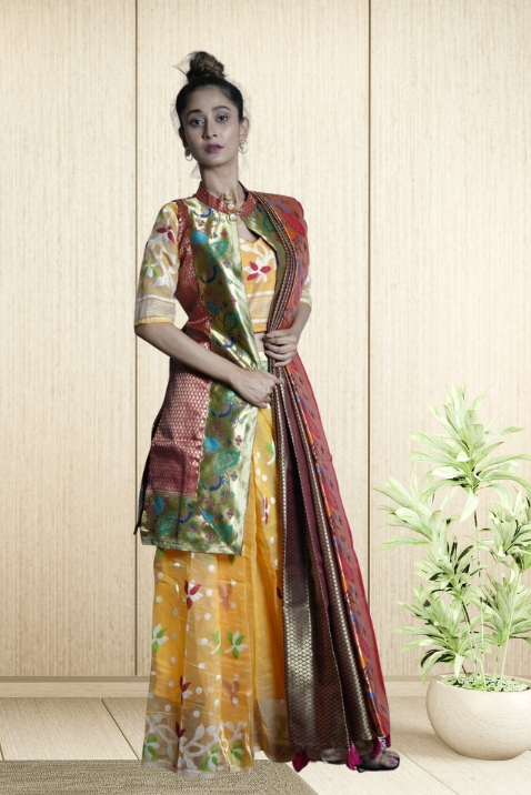 Soft Jamdani and semi katan silk